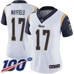 Rams #17 Baker Mayfield White Women's Stitched NFL 100th Season Vapor Untouchable Limited Jersey