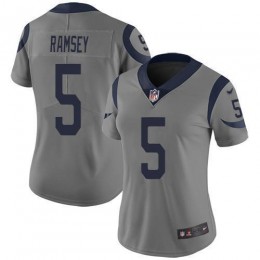 Rams #5 Jalen Ramsey Gray Women's Stitched NFL Limited Inverted Legend Jersey