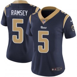 Rams #5 Jalen Ramsey Navy Blue Team Color Women's Stitched NFL Vapor Untouchable Limited Jersey