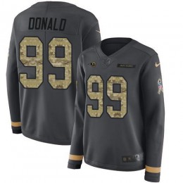 Rams #99 Aaron Donald Anthracite Salute To Service Women's Stitched NFL Limited Therma Long Sleeve Jersey