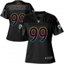 Rams #99 Aaron Donald Black Women's NFL Fashion Game Jersey