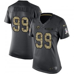 Rams #99 Aaron Donald Black Women's Stitched NFL Limited 2016 Salute To Service Jersey