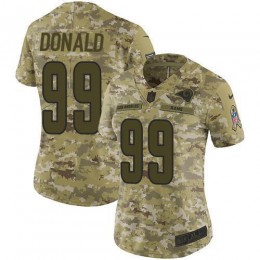 Rams #99 Aaron Donald Camo Women's Stitched NFL Limited 2018 Salute To Service Jersey