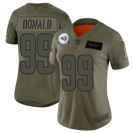 Rams #99 Aaron Donald Camo Women's Stitched NFL Limited 2019 Salute To Service Jersey