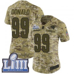 Rams #99 Aaron Donald Camo Super Bowl LIII Bound Women's Stitched NFL Limited 2018 Salute To Service Jersey