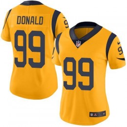 Rams #99 Aaron Donald Gold Women's Stitched NFL Limited Rush Jersey