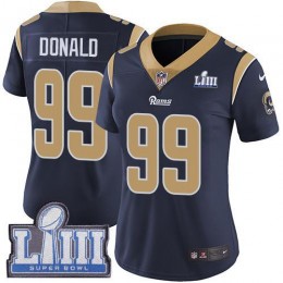 Rams #99 Aaron Donald Navy Blue Team Color Super Bowl LIII Bound Women's Stitched NFL Vapor Untouchable Limited Jersey