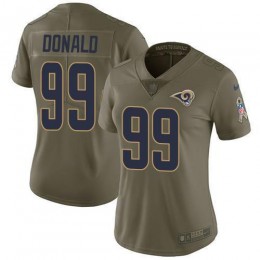 Rams #99 Aaron Donald Olive Women's Stitched NFL Limited 2017 Salute To Service Jersey