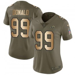 Rams #99 Aaron Donald Olive/Gold Women's Stitched NFL Limited 2017 Salute To Service Jersey