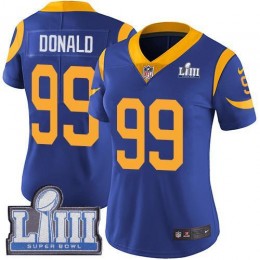 Rams #99 Aaron Donald Royal Blue Alternate Super Bowl LIII Bound Women's Stitched NFL Vapor Untouchable Limited Jersey