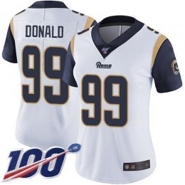 Rams #99 Aaron Donald White Women's Stitched NFL 100th Season Vapor Limited Jersey