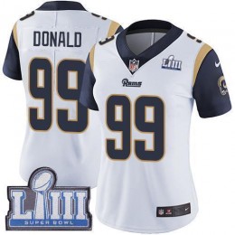 Rams #99 Aaron Donald White Super Bowl LIII Bound Women's Stitched NFL Vapor Untouchable Limited Jersey