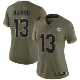 Miami Dolphins #13 Dan Marino Women's 2022 Salute To Service Limited Jersey-Olive
