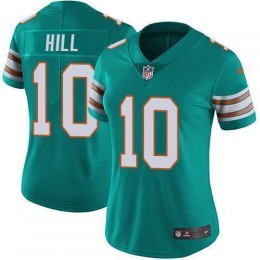 Dolphins #10 Tyreek Hill Aqua Green Alternate Women's Stitched NFL Vapor Untouchable Limited Jersey