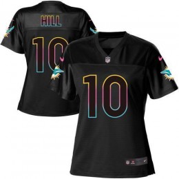 Dolphins #10 Tyreek Hill Black Women's NFL Fashion Game Jersey