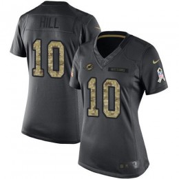 Dolphins #10 Tyreek Hill Black Women's Stitched NFL Limited 2016 Salute To Service Jersey