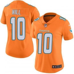 Dolphins #10 Tyreek Hill Orange Women's Stitched NFL Limited Rush Jersey