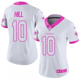 Dolphins #10 Tyreek Hill White/Pink Women's Stitched NFL Limited Rush Fashion Jersey
