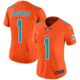 Dolphins #1 Tua Tagovailoa Orange Women's Stitched NFL Limited Inverted Legend Jersey