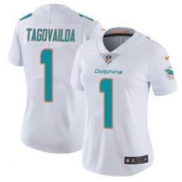 Dolphins #1 Tua Tagovailoa White Women's Stitched NFL Vapor Untouchable Limited Jersey