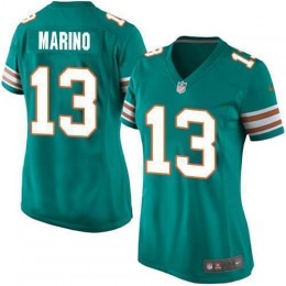 Dolphins #13 Dan Marino Aqua Green Alternate Women's Stitched NFL Elite Jersey