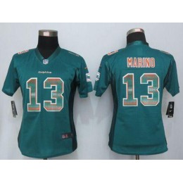 Dolphins #13 Dan Marino Aqua Green Team Color Women's Stitched NFL Elite Strobe Jersey