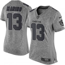 Dolphins #13 Dan Marino Gray Women's Stitched NFL Limited Gridiron Gray Jersey