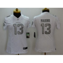 Dolphins #13 Dan Marino White Women's Stitched NFL Limited Platinum Jersey
