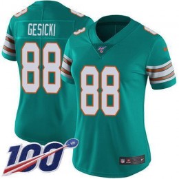 Dolphins #88 Mike Gesicki Aqua Green Alternate Women's Stitched NFL 100th Season Vapor Untouchable Limited Jersey