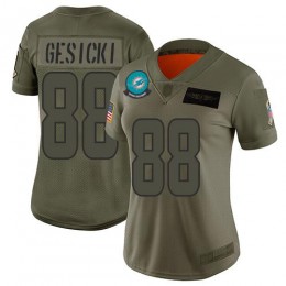 Dolphins #88 Mike Gesicki Camo Women's Stitched NFL Limited 2019 Salute To Service Jersey