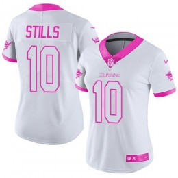 Miami Dolphins #10 Kenny Stills White/Pink Women's Stitched NFL Limited Rush Fashion Jersey