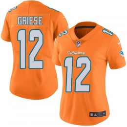 Miami Dolphins #12 Bob Griese Orange Women's Stitched NFL Limited Rush Jersey