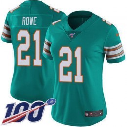 Miami Dolphins #21 Eric Rowe Aqua Green Alternate Women's Stitched NFL 100th Season Vapor Untouchable Limited Jersey