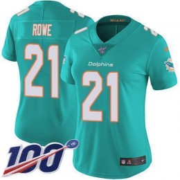 Miami Dolphins #21 Eric Rowe Aqua Green Team Color Women's Stitched NFL 100th Season Vapor Untouchable Limited Jersey