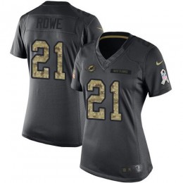 Miami Dolphins #21 Eric Rowe Black Women's Stitched NFL Limited 2016 Salute to Service Jersey