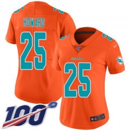 Miami Dolphins #25 Xavien Howard Orange Women's Stitched NFL Limited Inverted Legend 100th Season Jersey