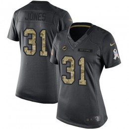 Miami Dolphins #31 Byron Jones Black Women's Stitched NFL Limited 2016 Salute to Service Jersey