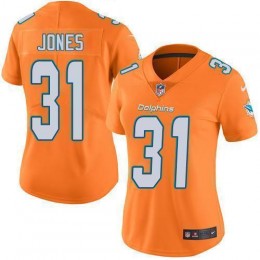 Miami Dolphins #31 Byron Jones Orange Women's Stitched NFL Limited Rush Jersey