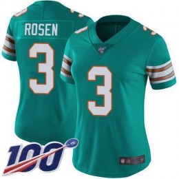 Miami Dolphins #3 Josh Rosen Aqua Green Alternate Women's Stitched NFL 100th Season Vapor Limited Jersey
