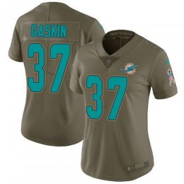 Miami Dolphins #37 Myles Gaskin Olive Women's Stitched NFL Limited 2017 Salute To Service Jersey
