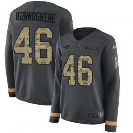 Miami Dolphins #46 Noah Igbinoghene Anthracite Salute to Service Women's Stitched NFL Limited Therma Long Sleeve Jersey