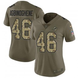 Miami Dolphins #46 Noah Igbinoghene Olive/Camo Women's Stitched NFL Limited 2017 Salute To Service Jersey