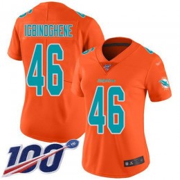Miami Dolphins #46 Noah Igbinoghene Orange Women's Stitched NFL Limited Inverted Legend 100th Season Jersey