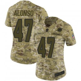 Miami Dolphins #47 Kiko Alonso Camo Women's Stitched NFL Limited 2018 Salute to Service Jersey
