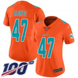 Miami Dolphins #47 Kiko Alonso Orange Women's Stitched NFL Limited Inverted Legend 100th Season Jersey