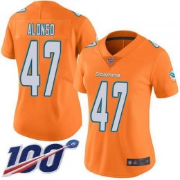 Miami Dolphins #47 Kiko Alonso Orange Women's Stitched NFL Limited Rush 100th Season Jersey