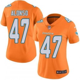 Miami Dolphins #47 Kiko Alonso Orange Women's Stitched NFL Limited Rush Jersey