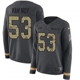 Miami Dolphins #53 Kyle Van Noy Anthracite Salute to Service Women's Stitched NFL Limited Therma Long Sleeve Jersey
