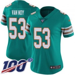 Miami Dolphins #53 Kyle Van Noy Aqua Green Alternate Women's Stitched NFL 100th Season Vapor Untouchable Limited Jersey
