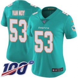 Miami Dolphins #53 Kyle Van Noy Aqua Green Team Color Women's Stitched NFL 100th Season Vapor Untouchable Limited Jersey